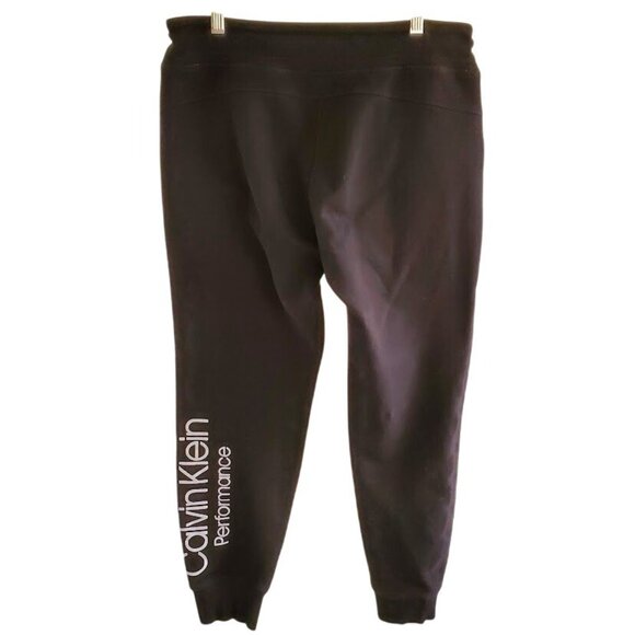 Calvin Klein Performance Sweatpants Black Joggers with Logo | Women Activewear L - Picture 1 of 5